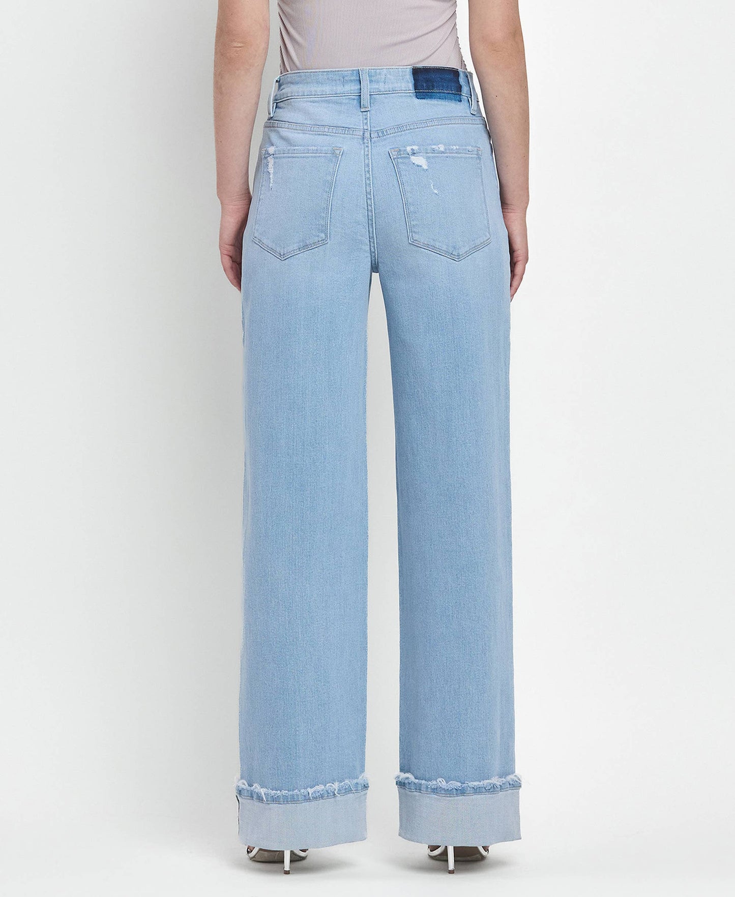 HIGH RISE CUFFED BAGGY WIDE JEANS
