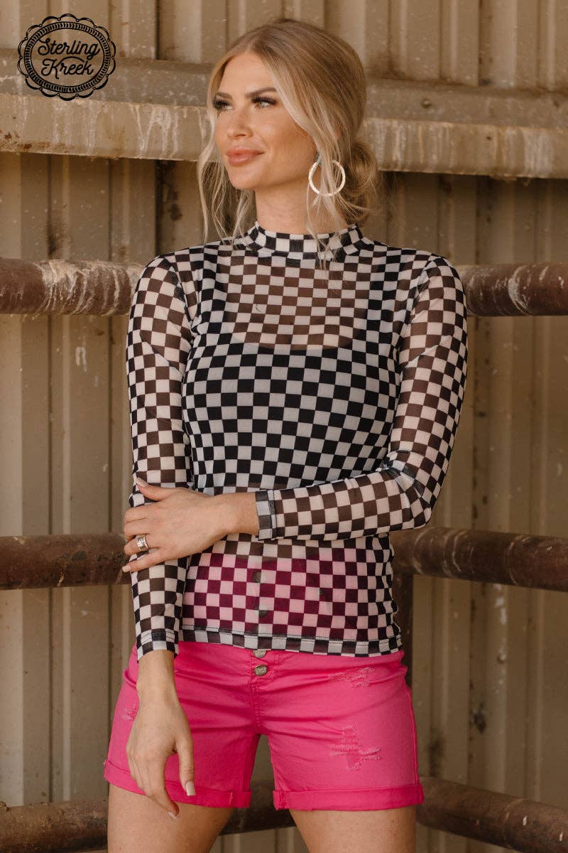 Checkered Mesh long sleeve