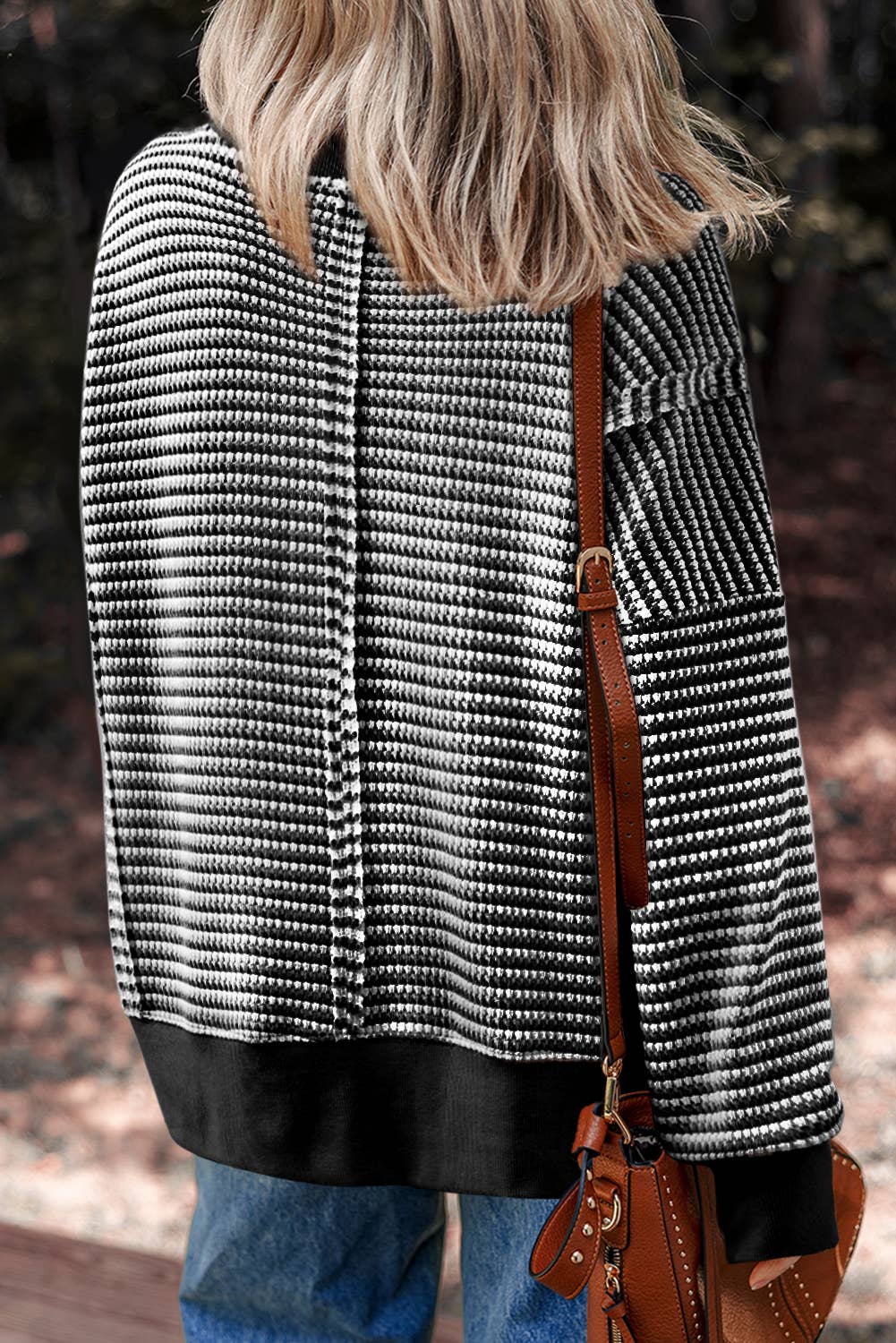 Stripe Ribbed Long Sleeve\Black