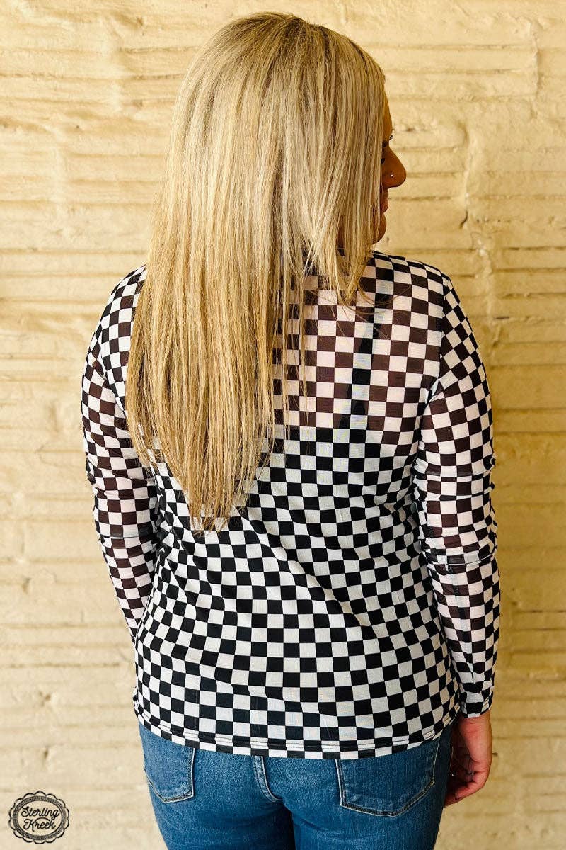 Checkered Mesh long sleeve