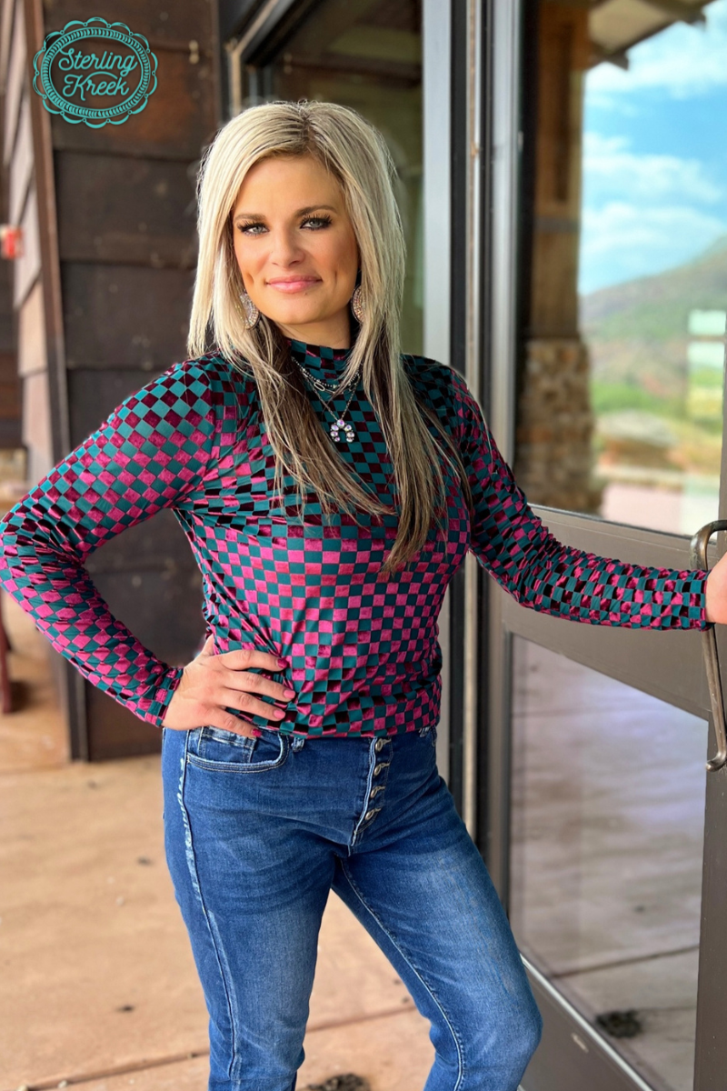 Watermelon Velvet Mesh Top
