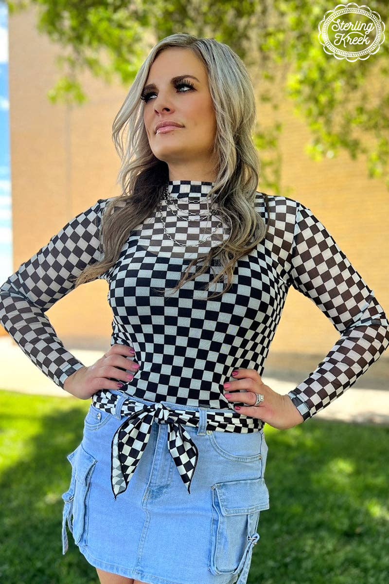 Checkered Mesh long sleeve