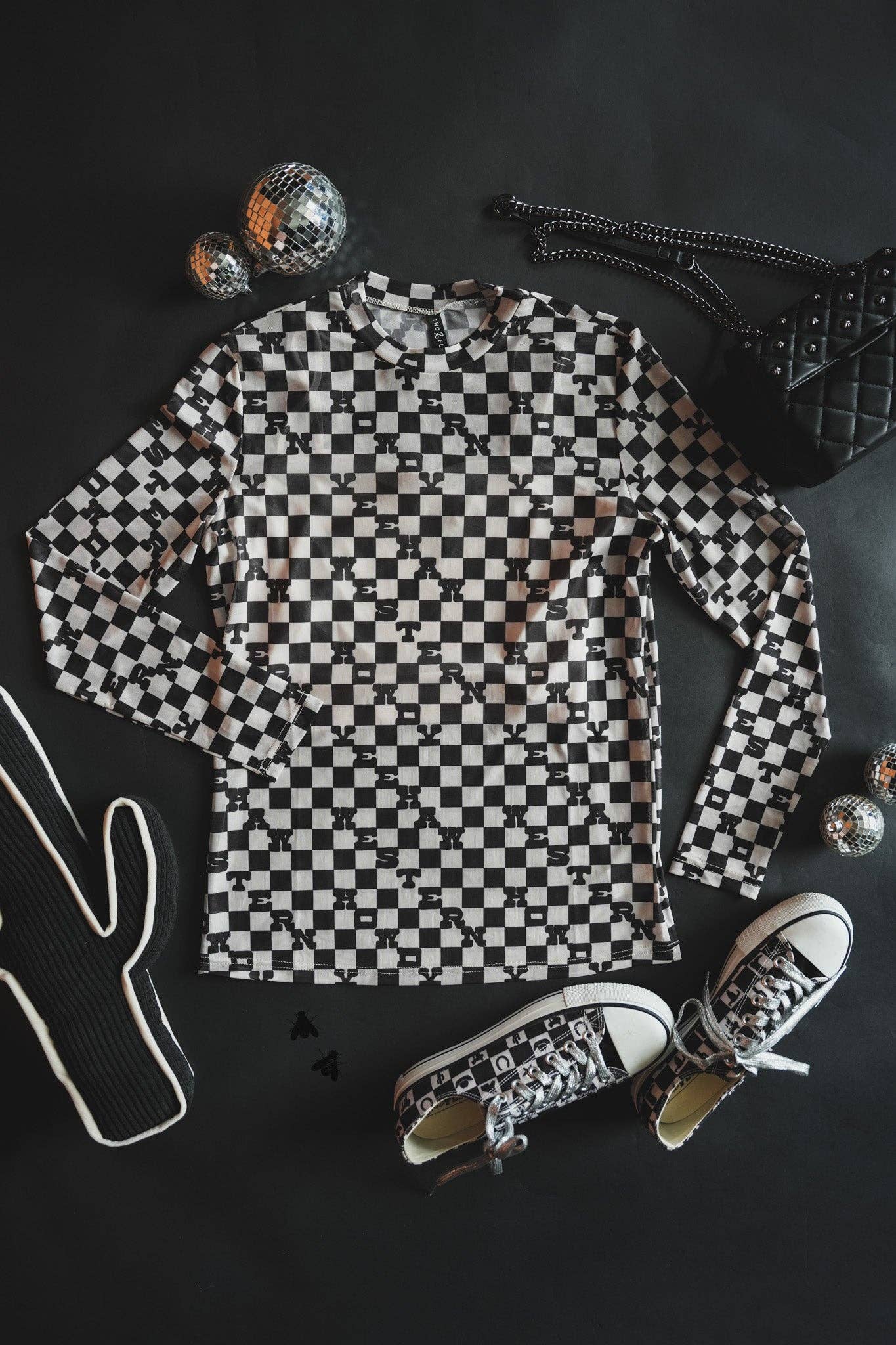 Slang Check Mesh Long Sleeve
