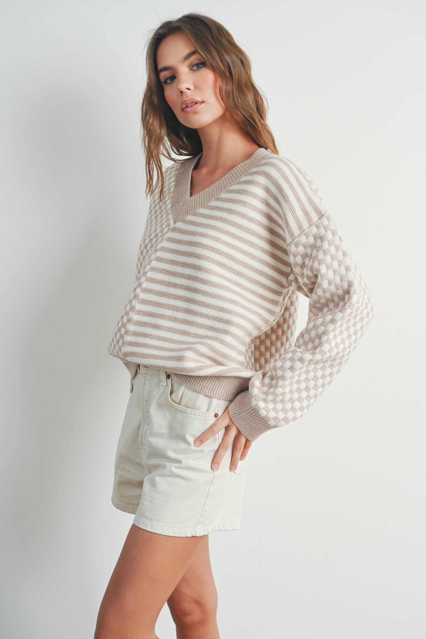 FRENCHY CHECKED SWEATER