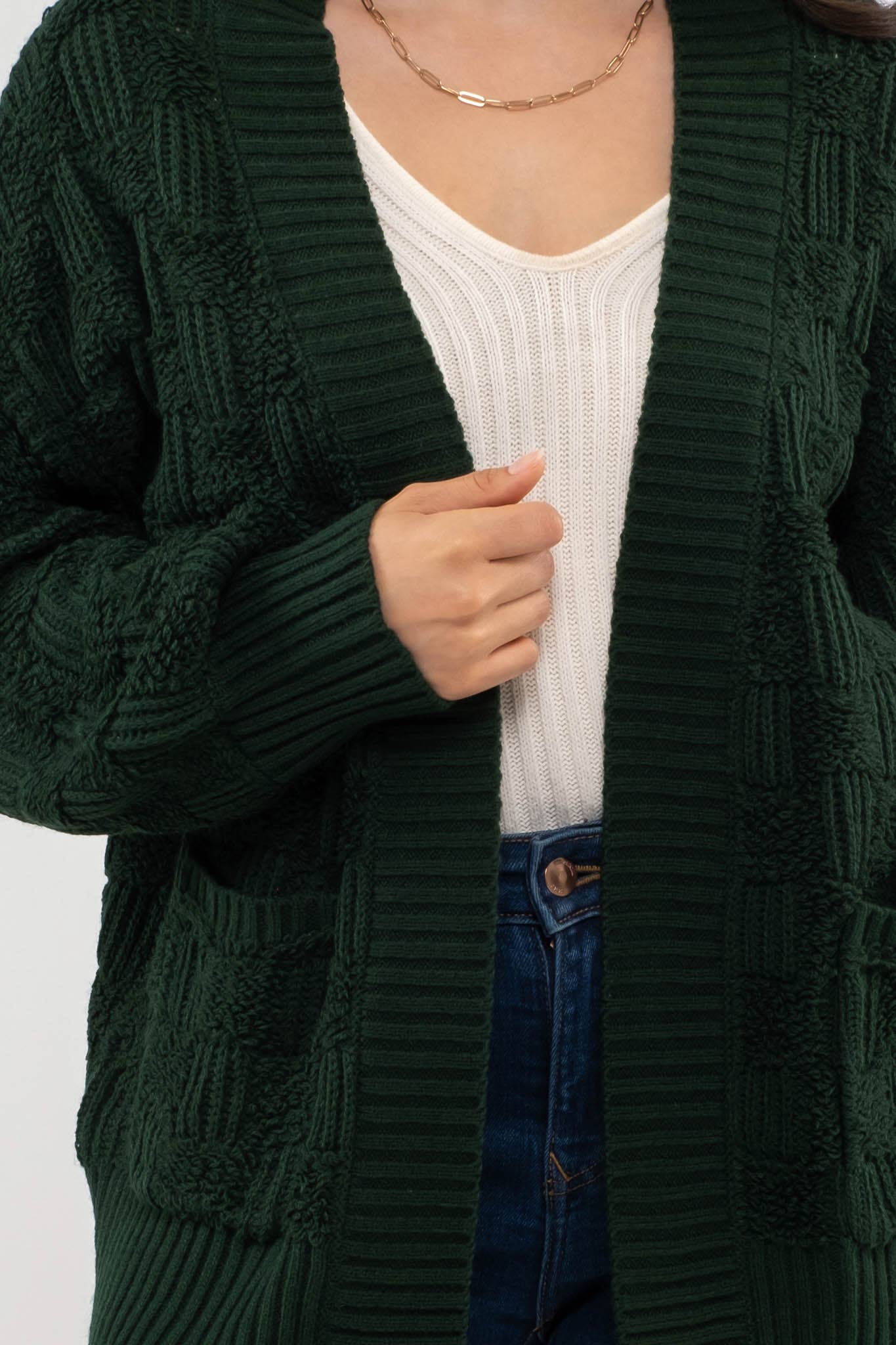 CHECKERED KNIT Cardigan/HOT PINK
