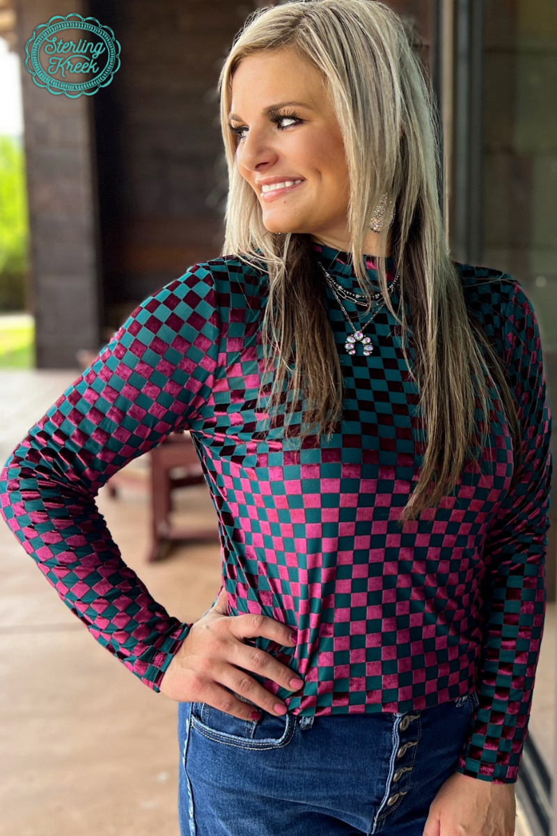 Watermelon Velvet Mesh Top