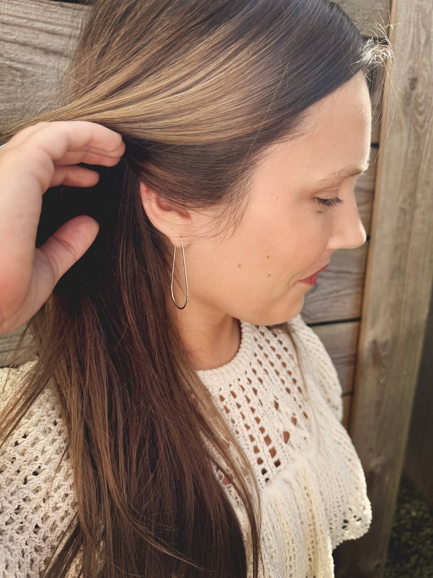 TEARDROP Hoop Earrings/Sterling Silver