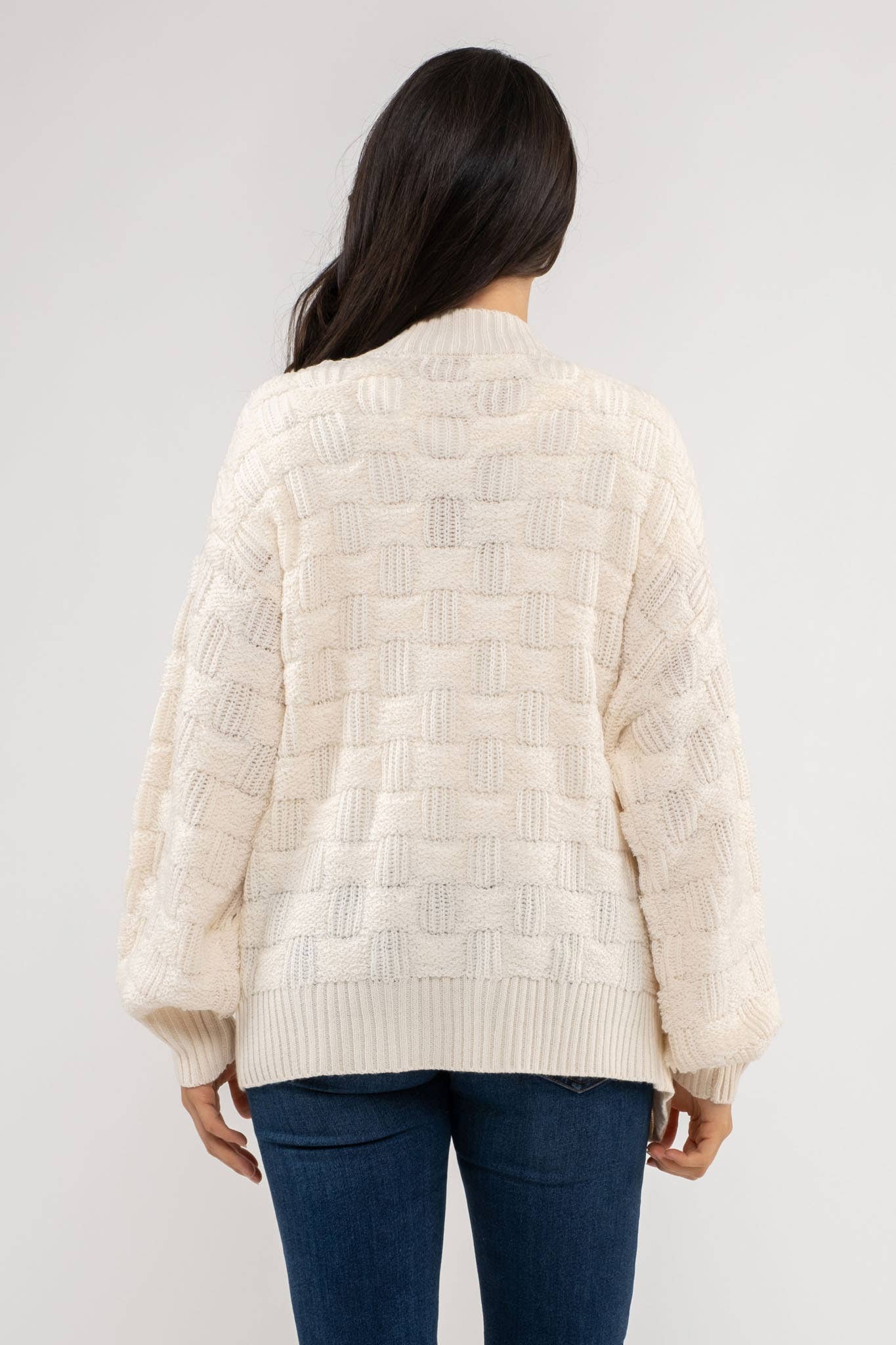 CHECKERED KNIT Cardigan/HOT PINK