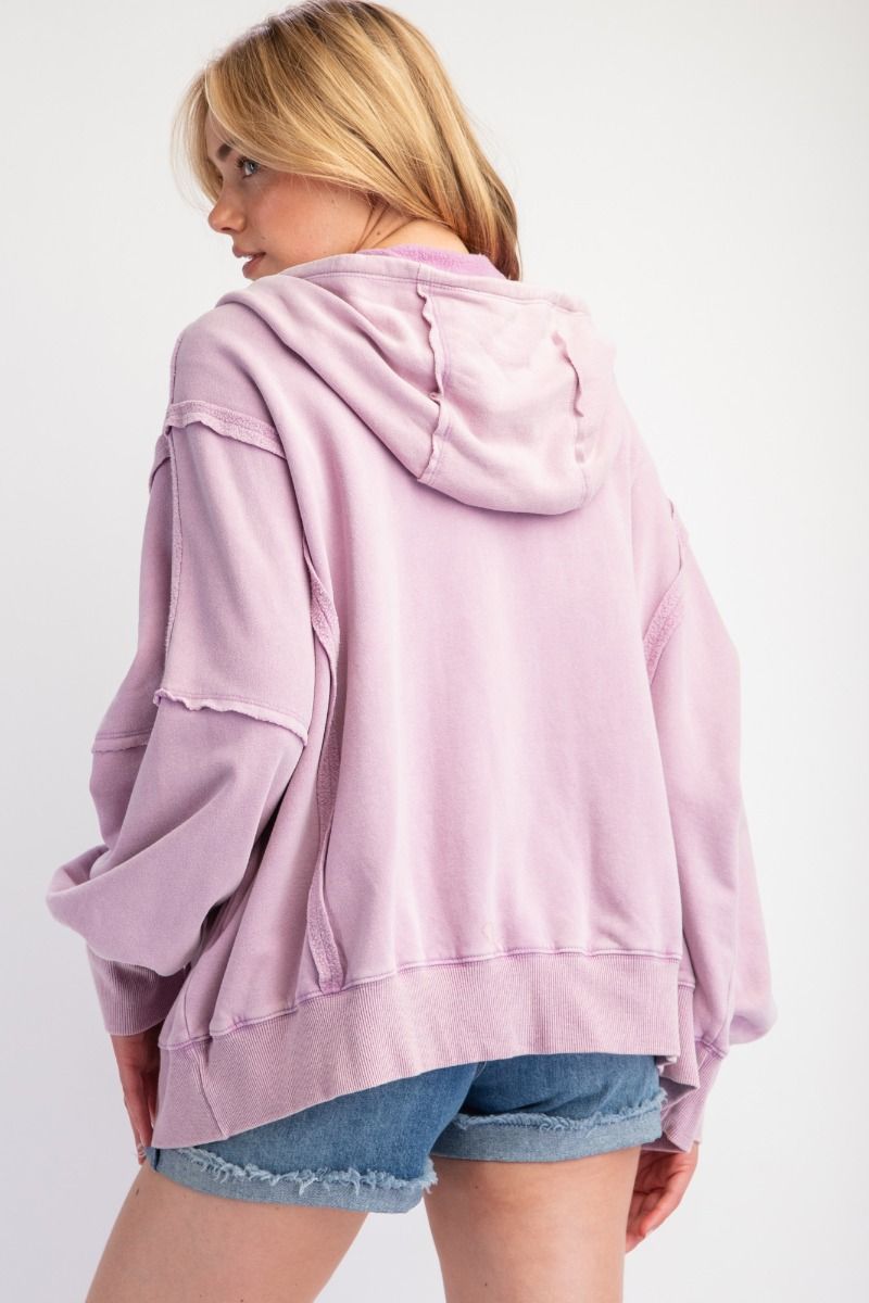 KNIT ZIP HOODIE - LILAC