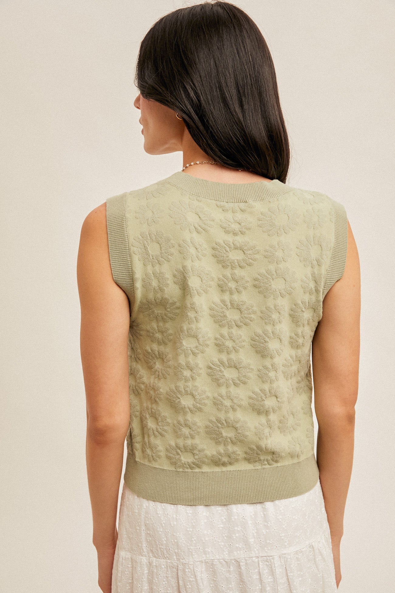 Floral Knit Sweater (Sage)