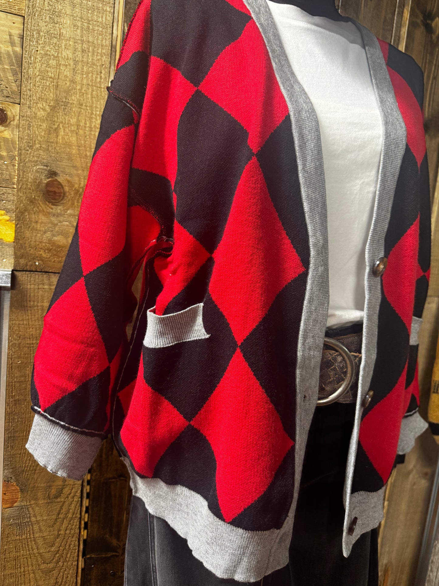 GAMEDAY Diamond Cardi-Red/Black