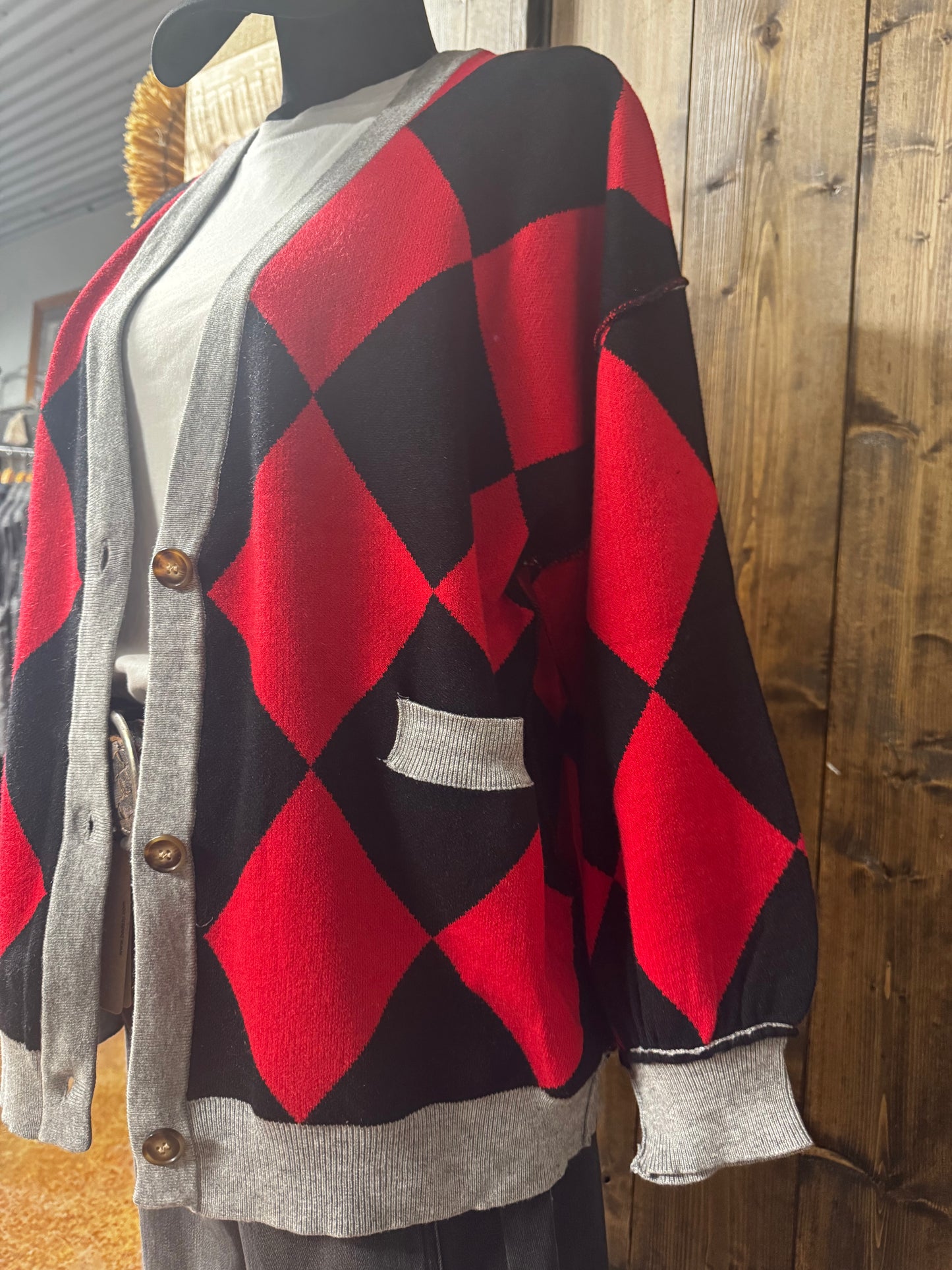 GAMEDAY Diamond Cardi-Red/Black