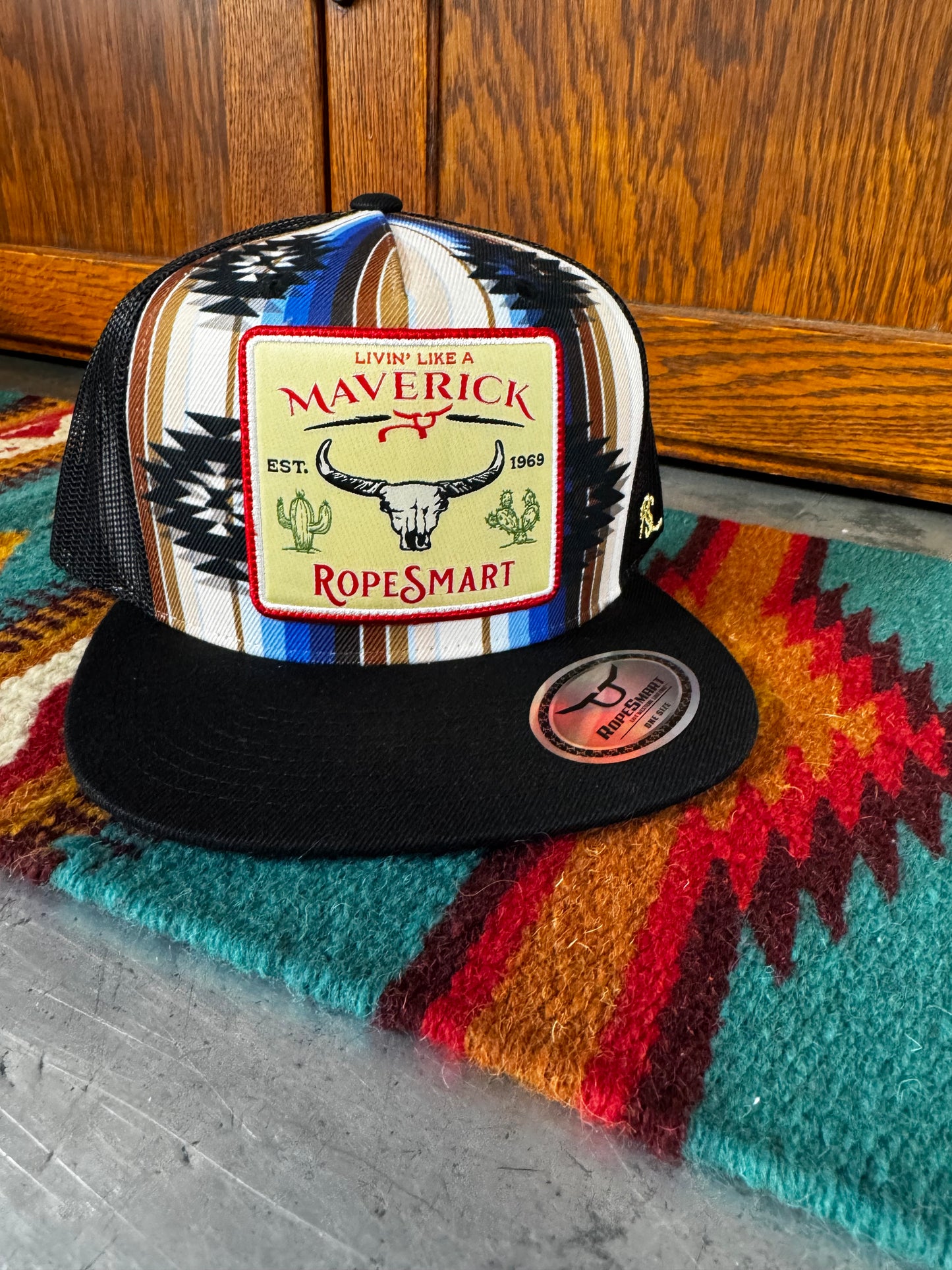 Rope Smart Hat/blk aztec MAVERICK patch