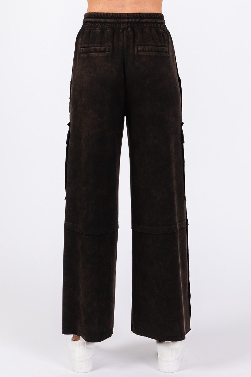 Mineral Washed Cargo Pants/Black
