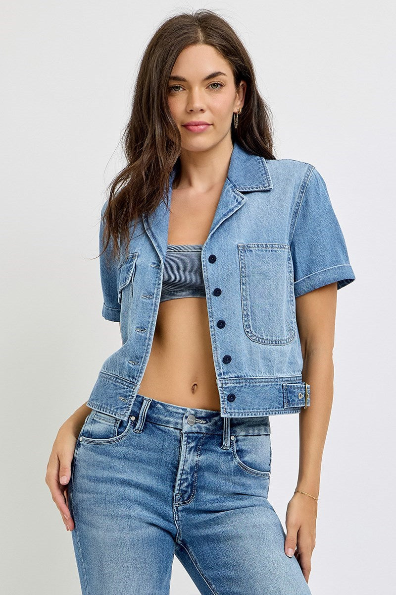Short Sleeve Denim Shirt/Medium