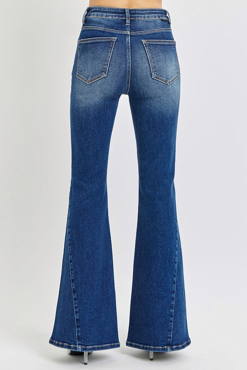 High Rise Flare Jean with Button Down