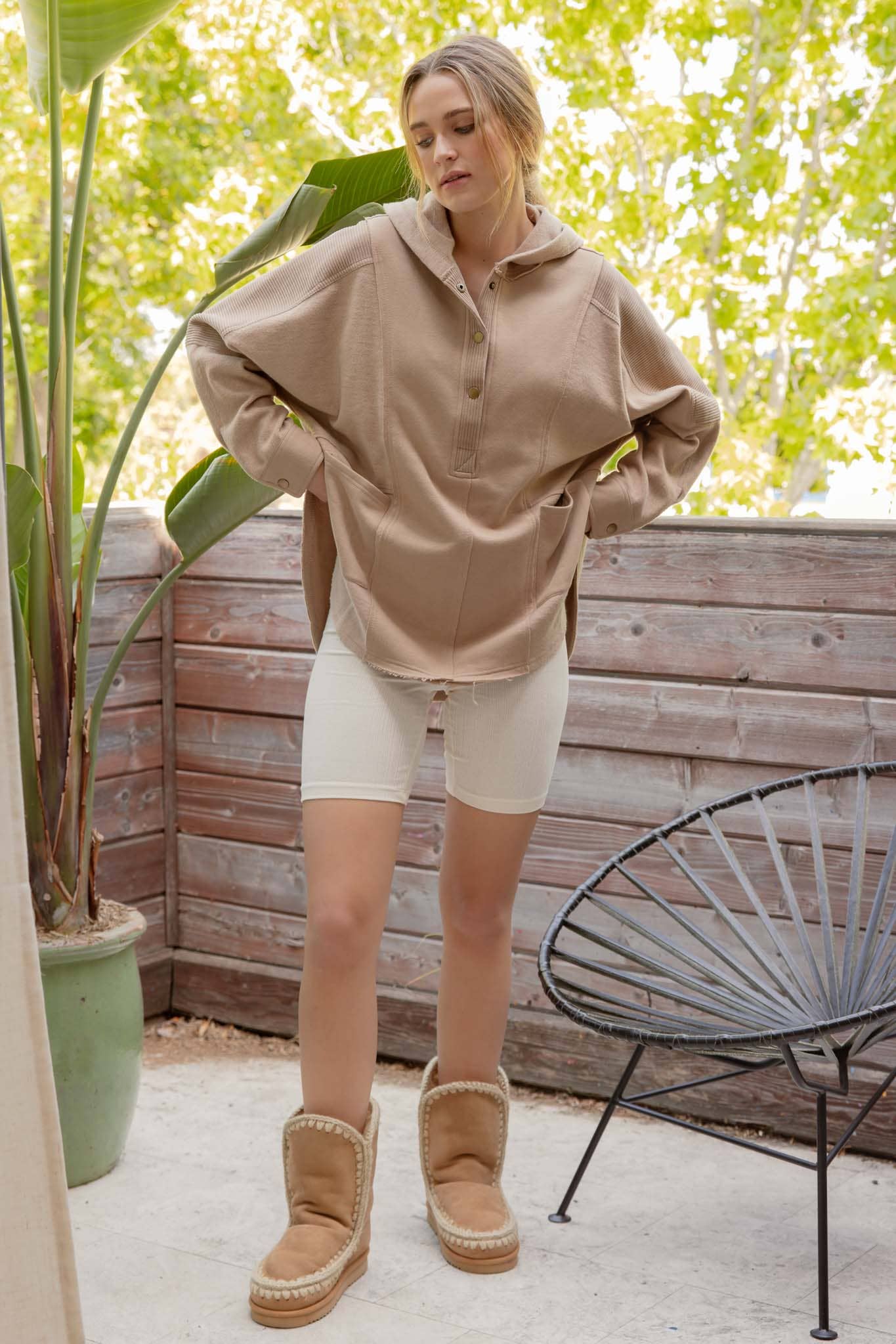Contrast Seam Patchwork-TAUPE