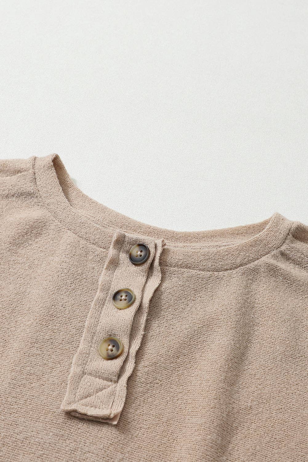 Split Neck Long Sleeve Top