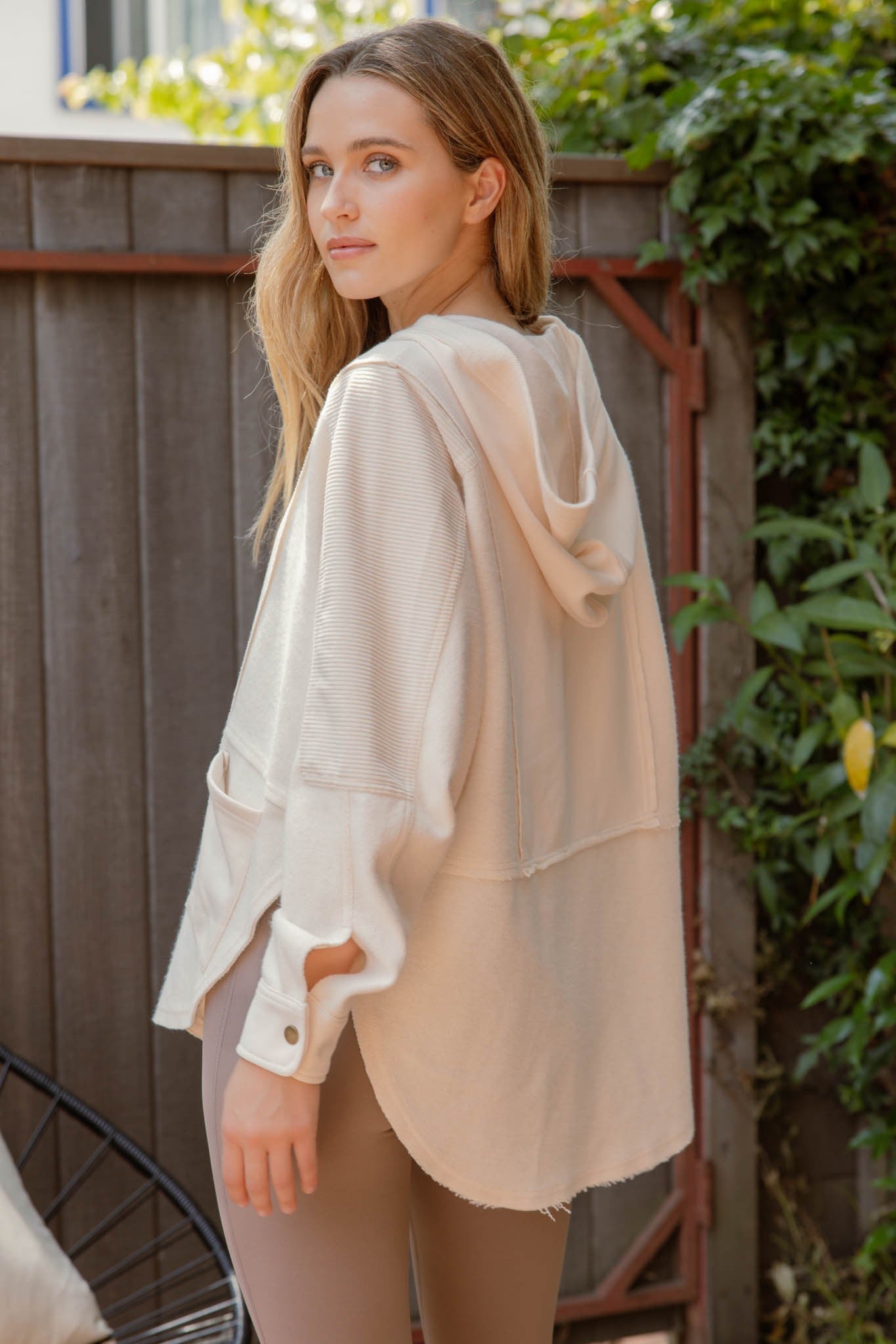 Contrast Seam Patchwork-Cream