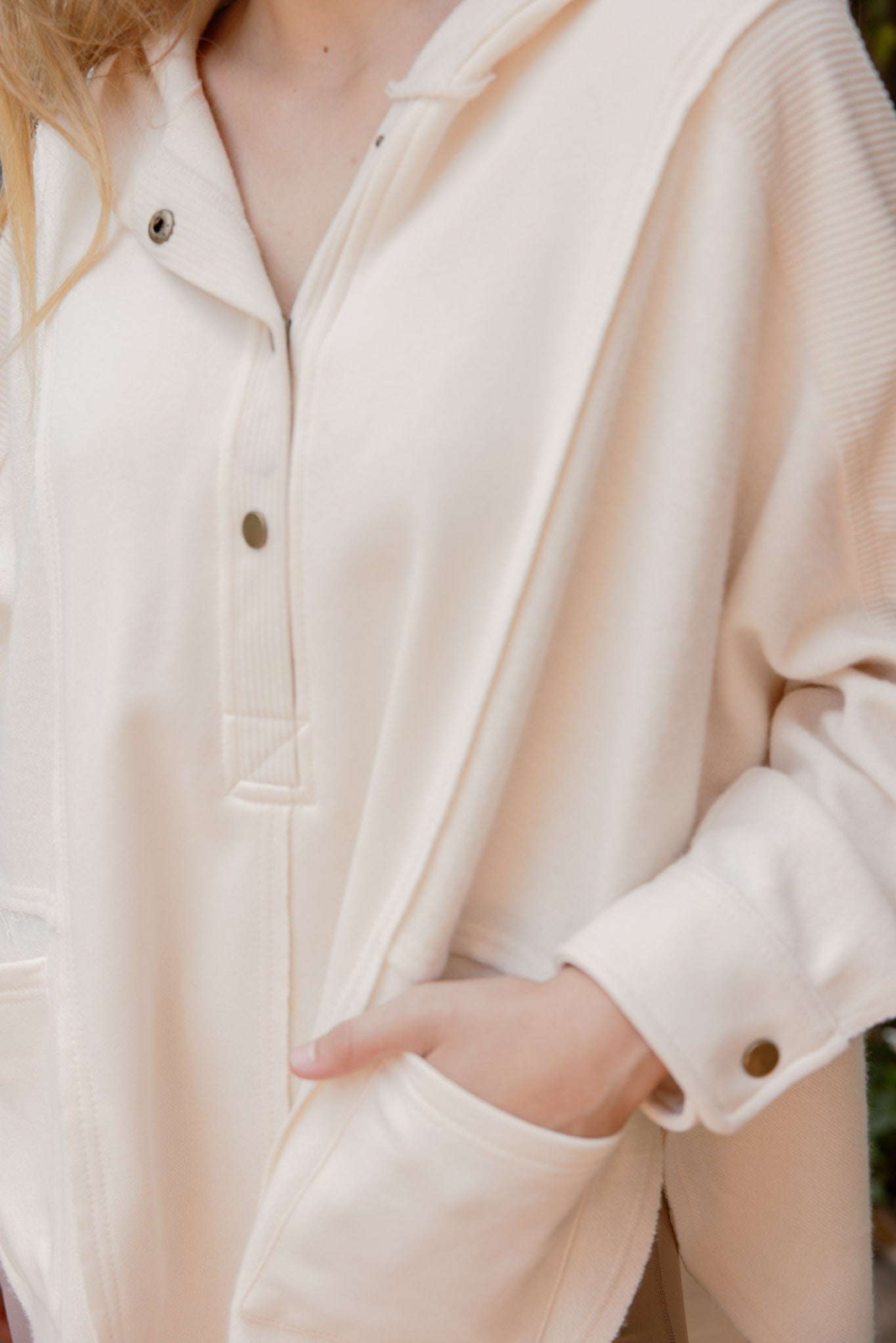 Contrast Seam Patchwork-Cream