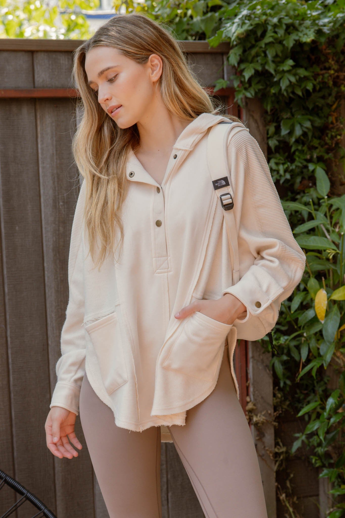 Contrast Seam Patchwork-Cream