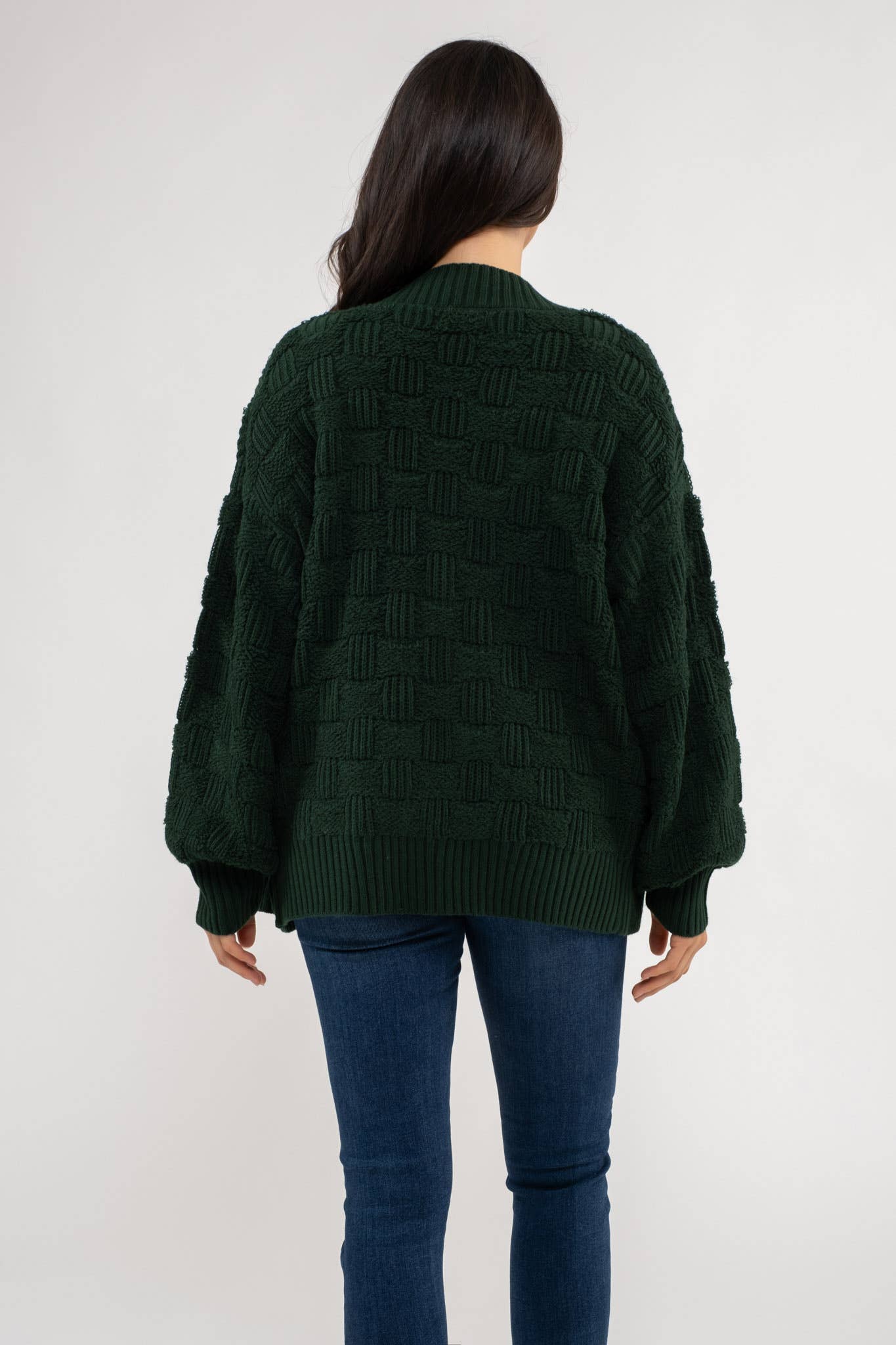 CHECKERED KNIT Cardigan/HOT PINK