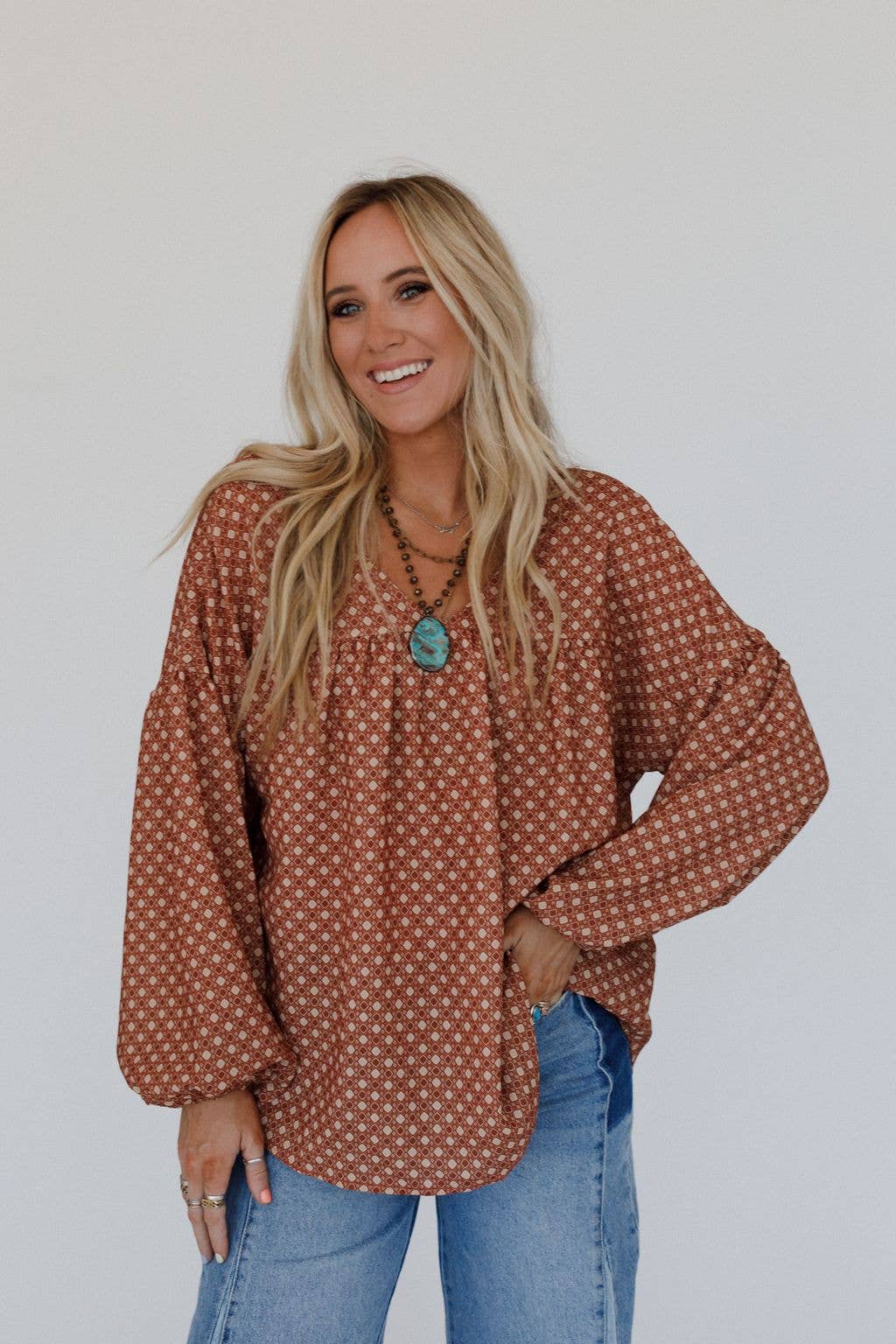 Kendrix Printed Top/Ginger