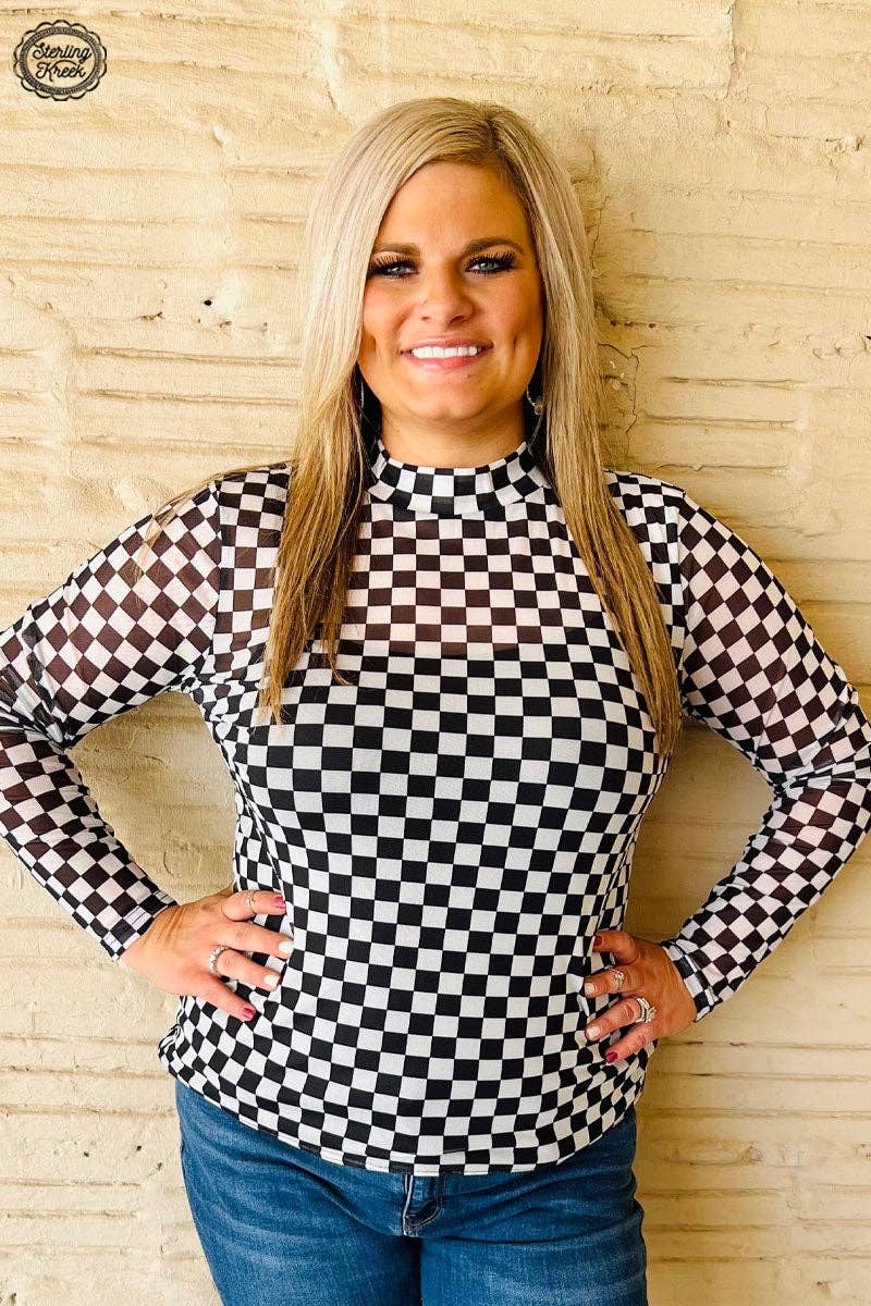 Checkered Mesh long sleeve
