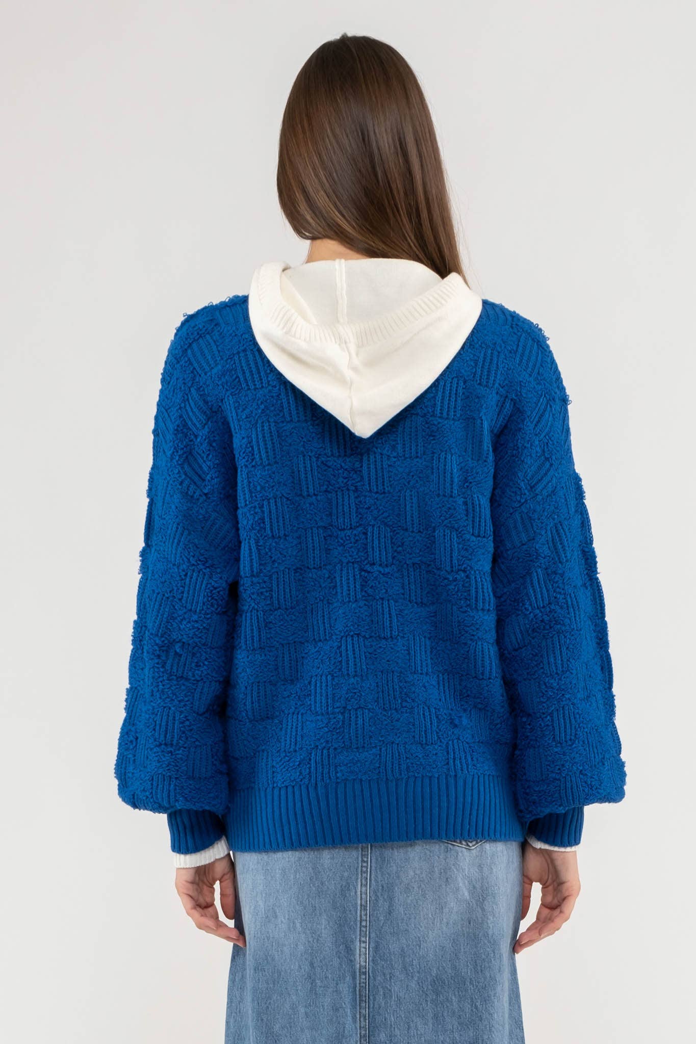 CHECKERED KNIT Cardigan/HOT PINK