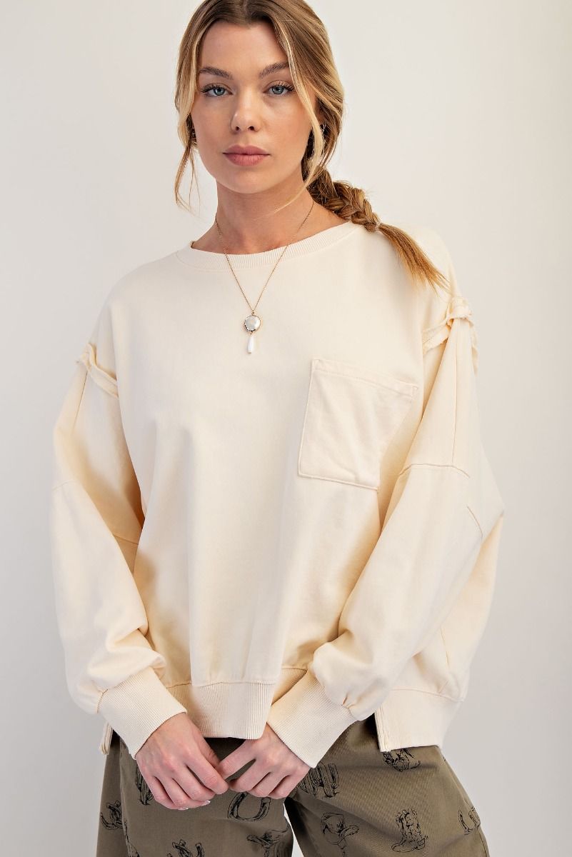 Washed Terry Knit Pullover