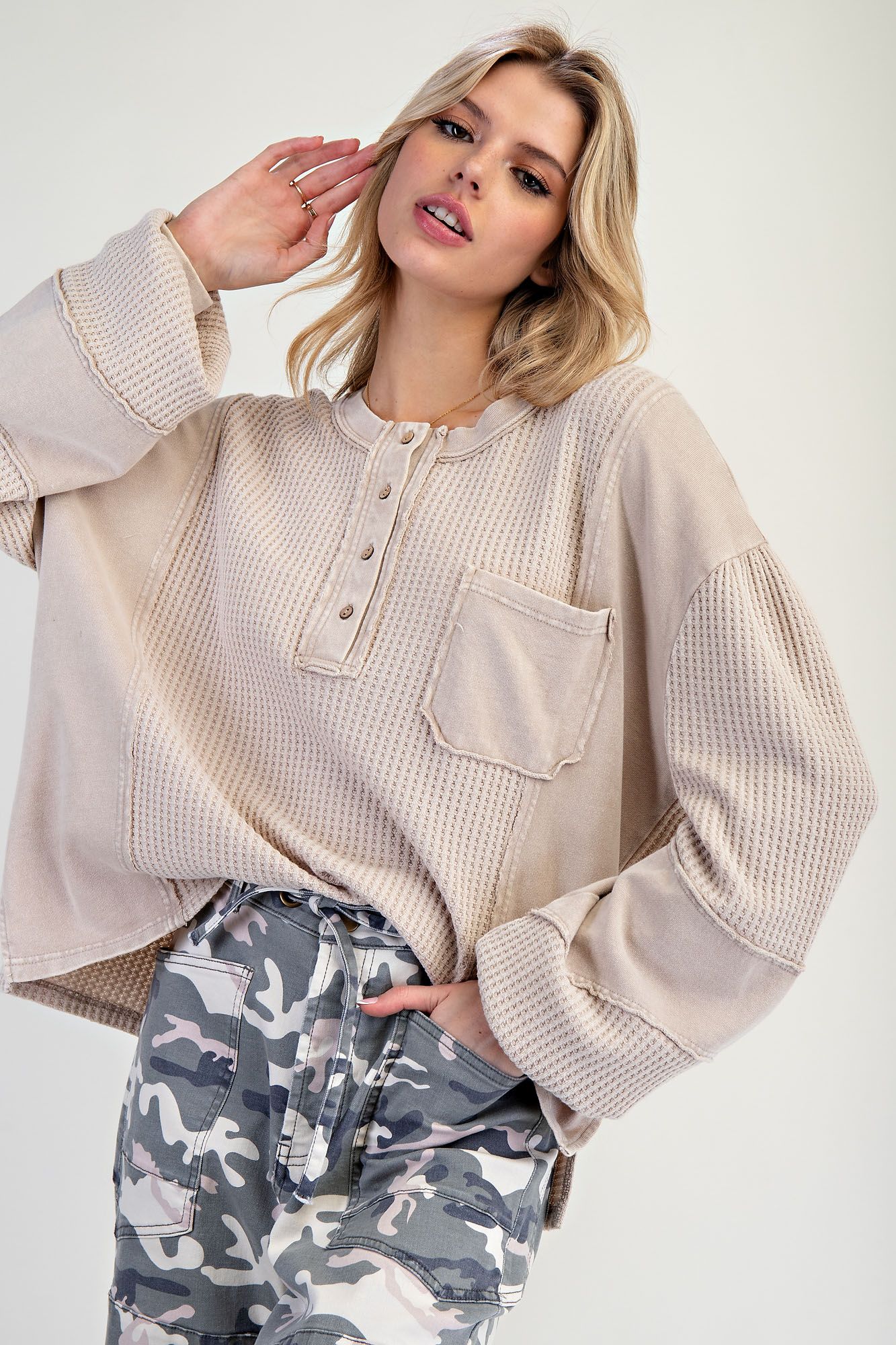 Waffle Knit Henley