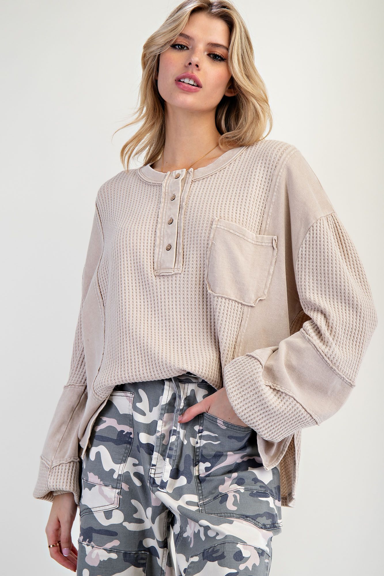 Waffle Knit Henley
