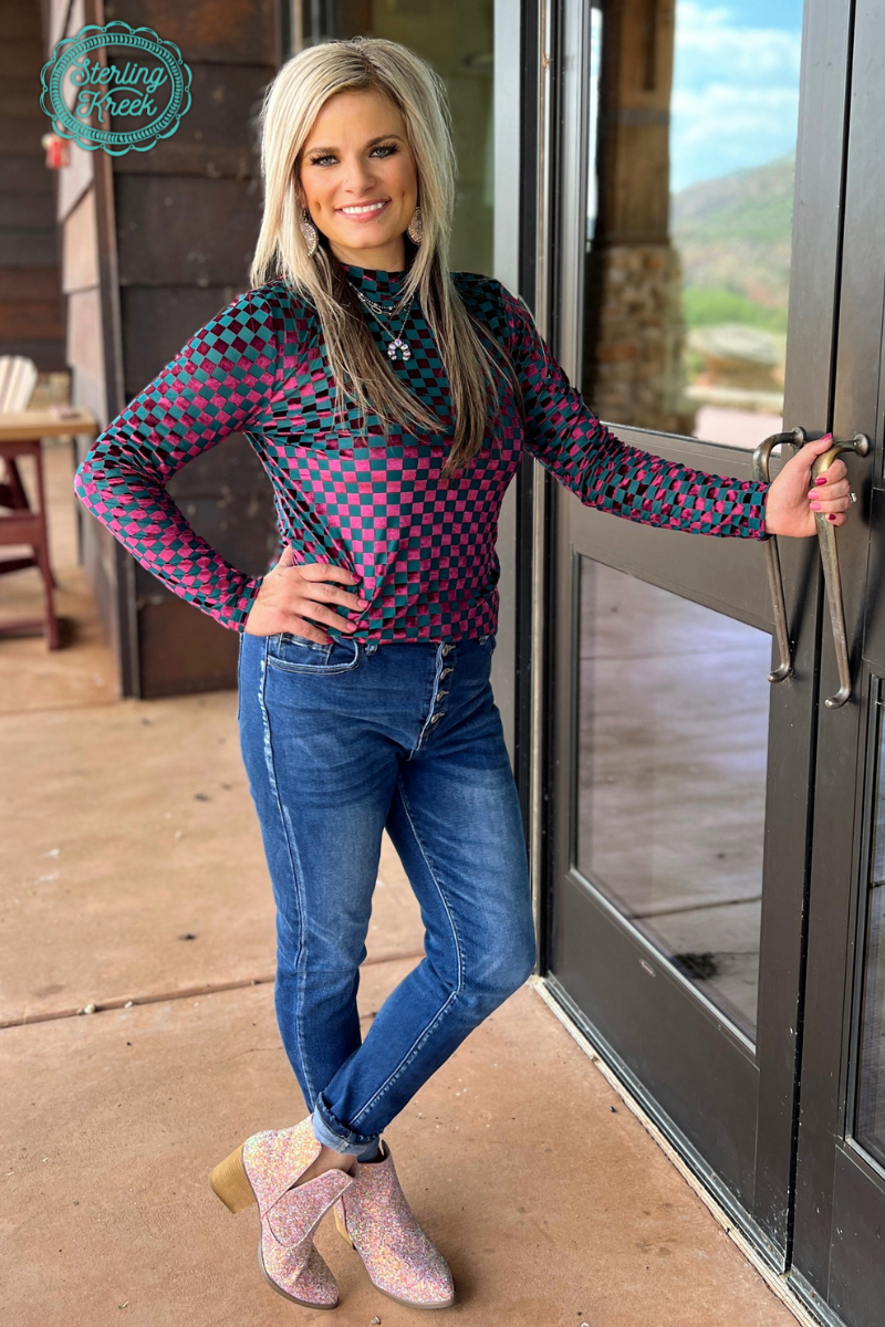 Watermelon Velvet Mesh Top