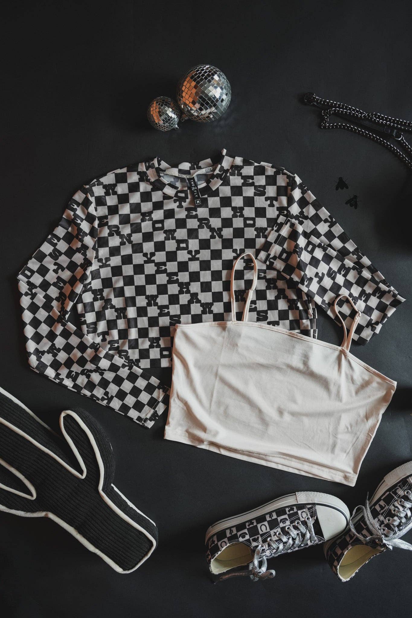 Slang Check Mesh Long Sleeve