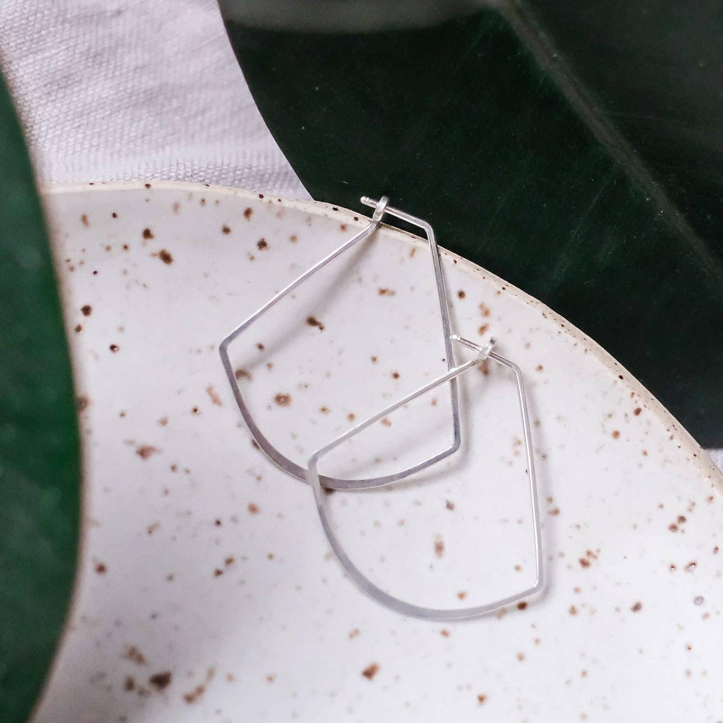 Minimal Hoop Earrings: FAN | sterling silver or gold filled: Sterling Silver