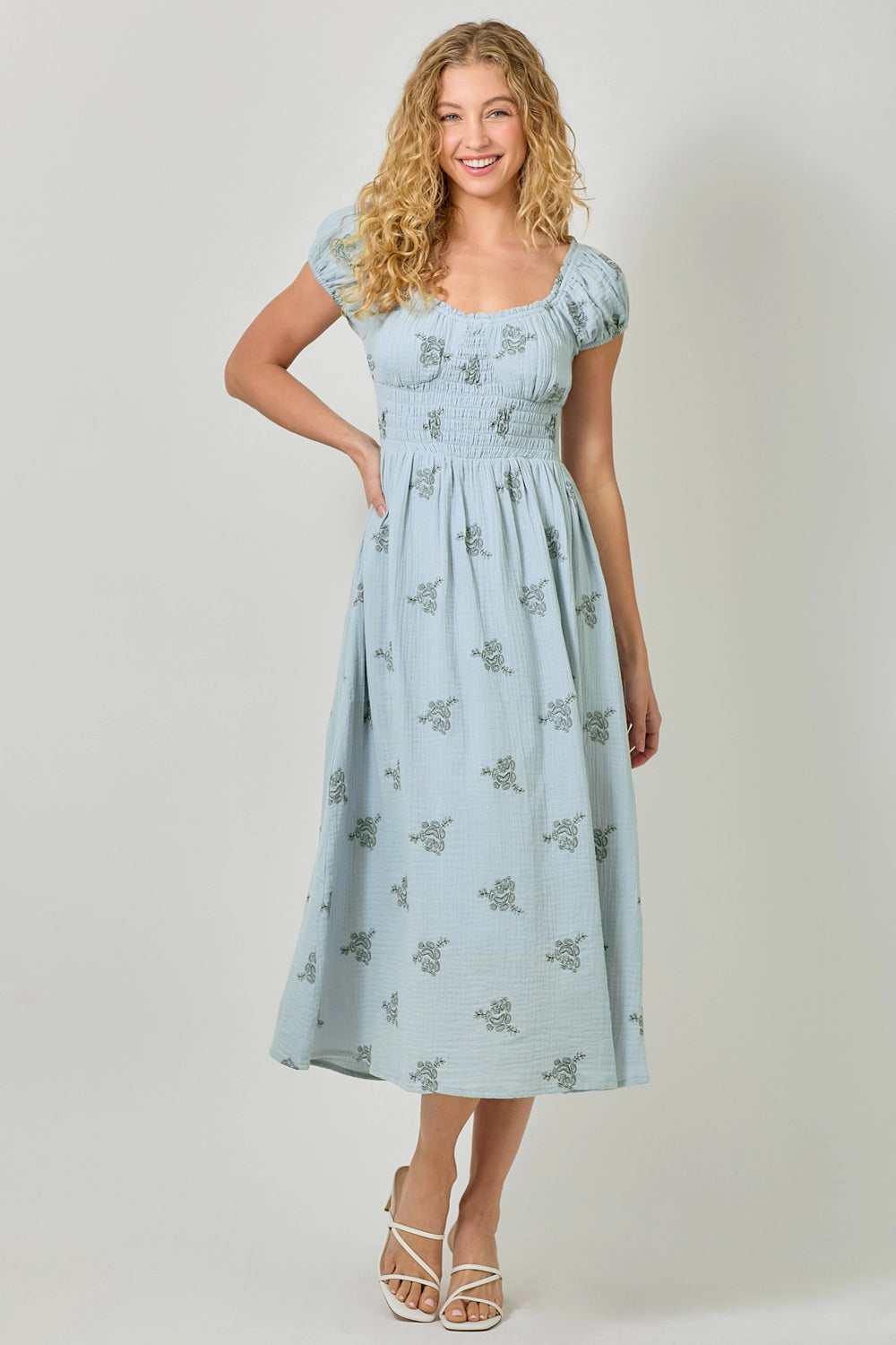 Gauze Dress with Embroidery