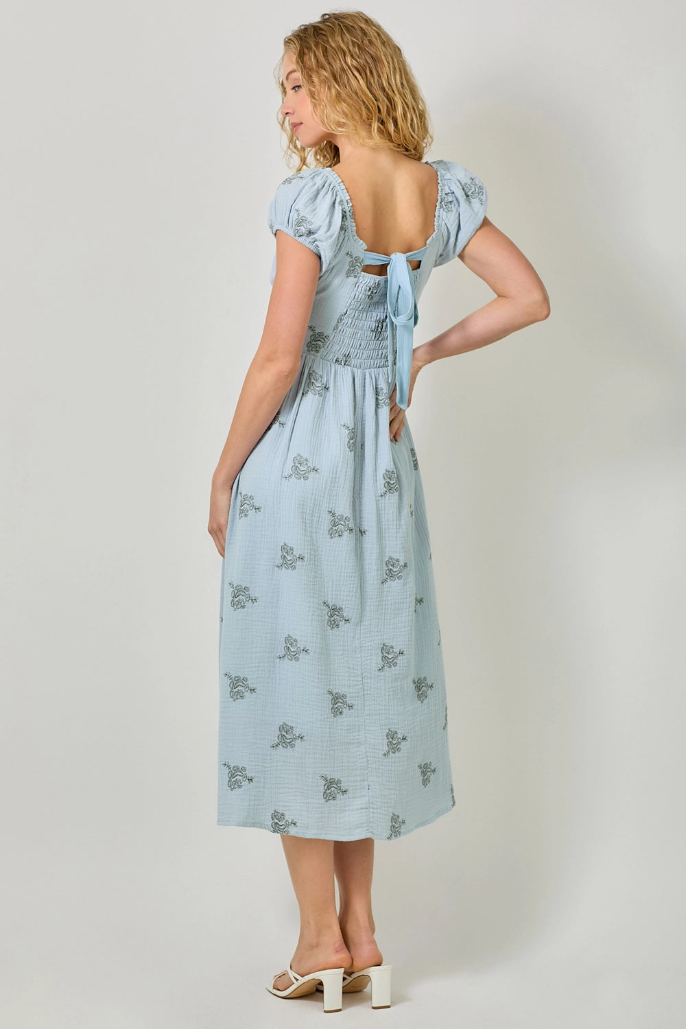 Gauze Dress with Embroidery