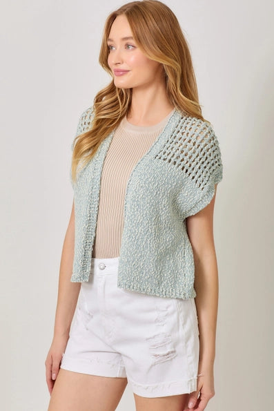 Open Knit Sleeveless Cardigan