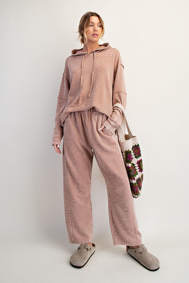 Ribbed Terry hoodie/Rose Mocha