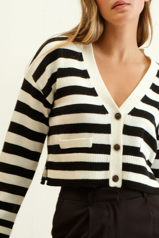 Striped Cropped Cardigan