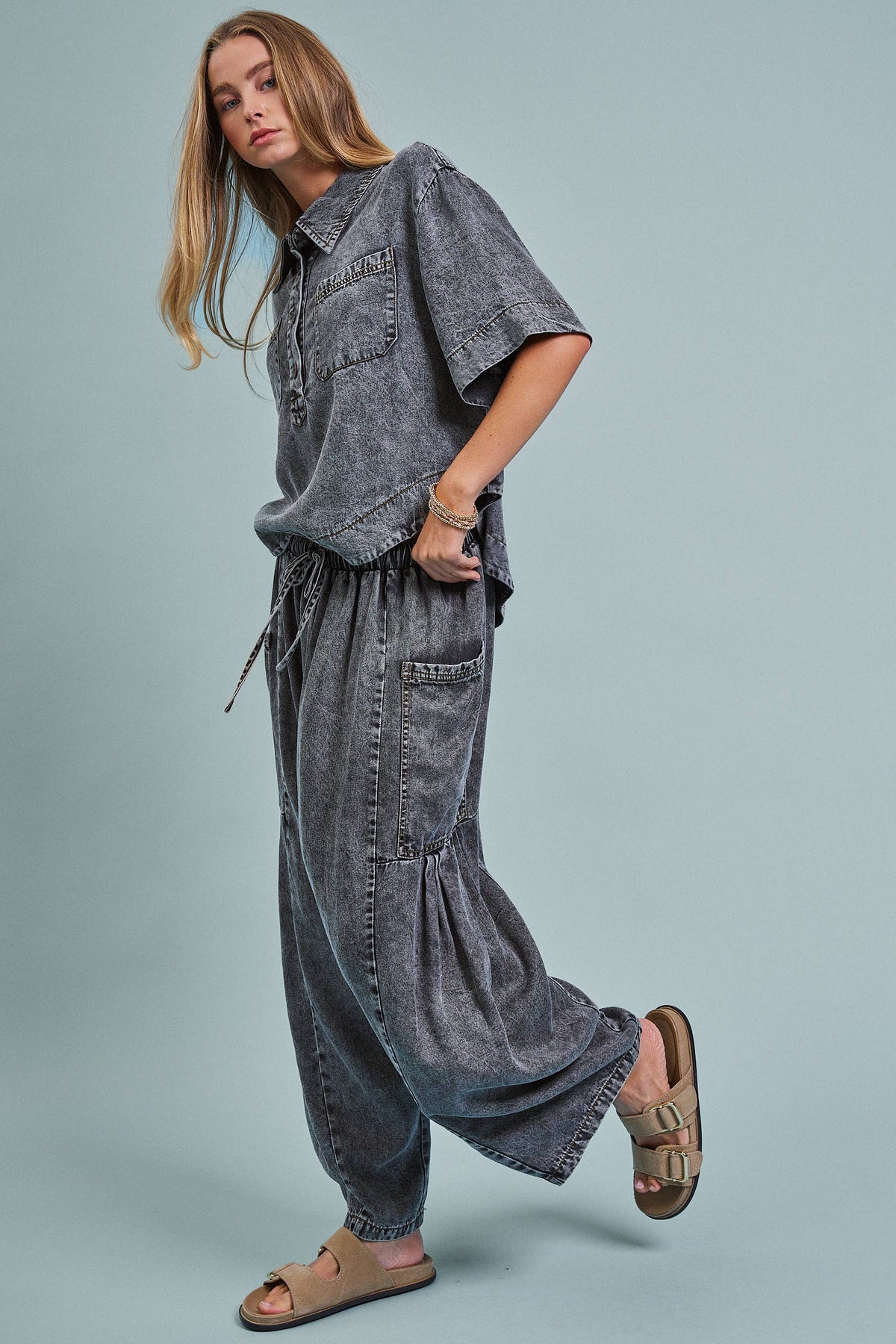 Utility Wide Leg Pants/Charcoal
