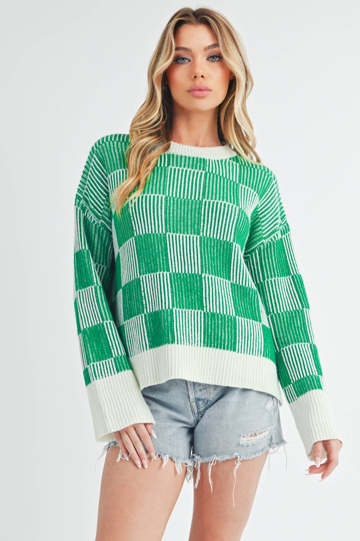Catalina Check Sweater/Green