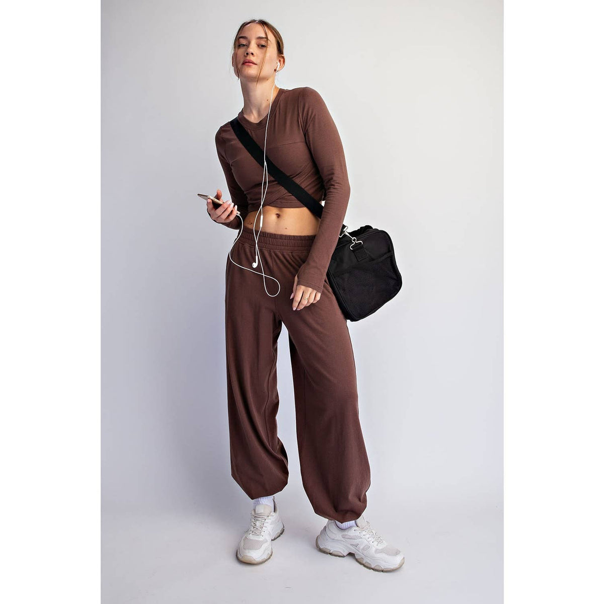 CROSSOVER LONG SLEEVE SET/Mocha
