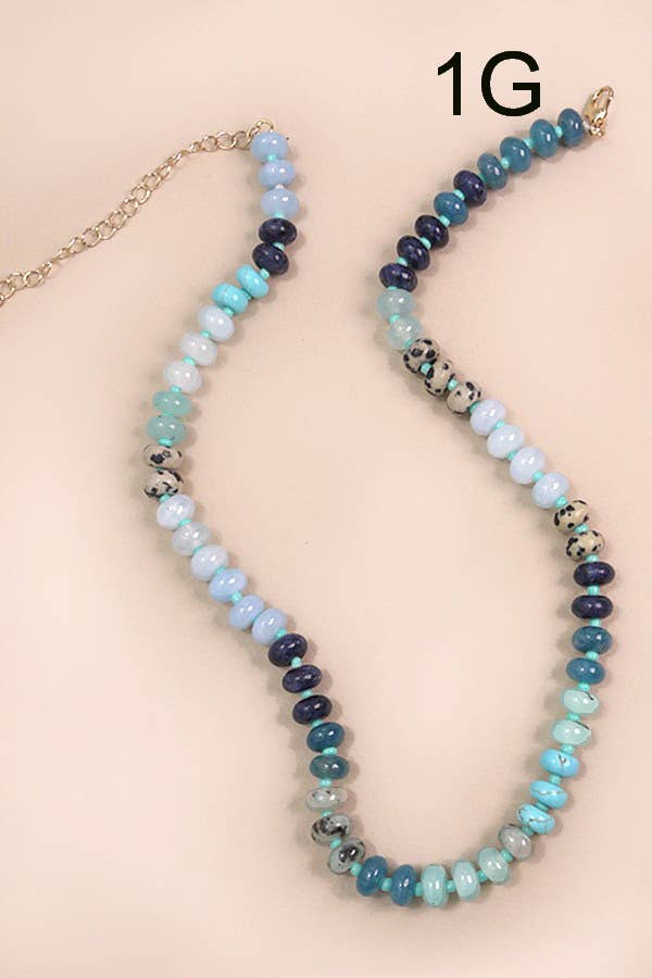 GLASS BEAD NECKLACE/Mixed Blues
