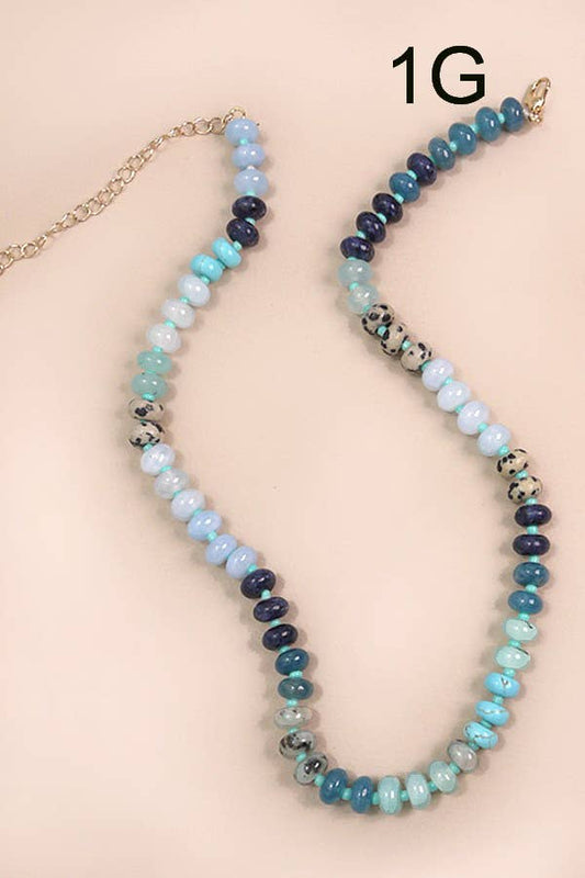 GLASS BEAD NECKLACE/Mixed Blues