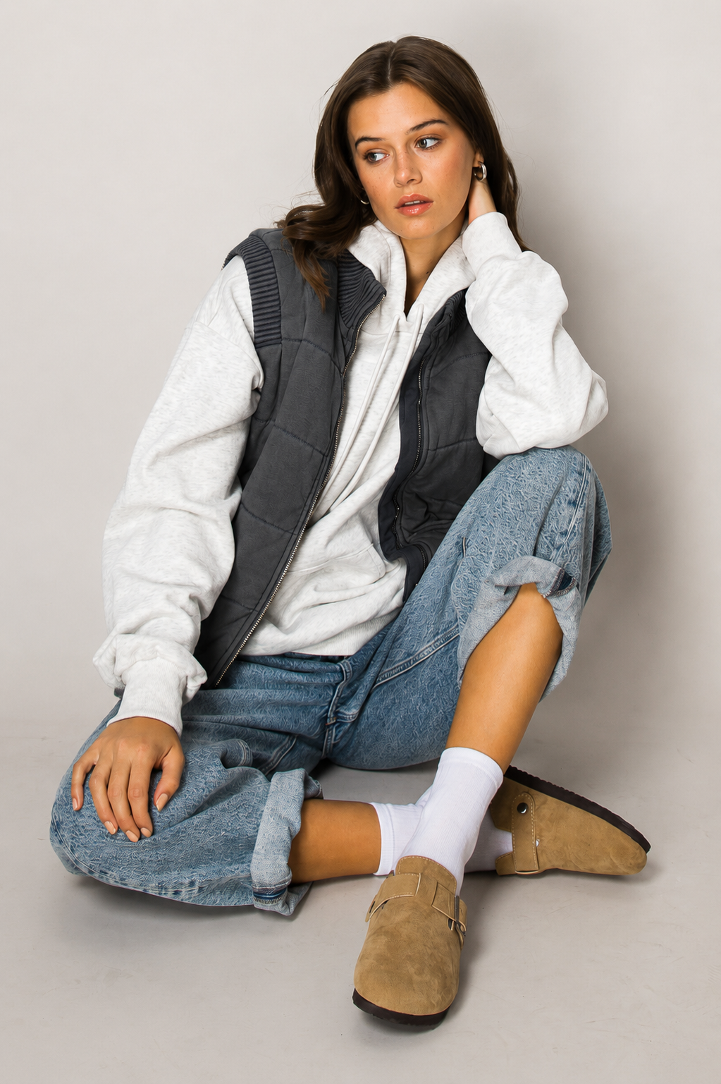 Mixed Media Patch Vest/Blk