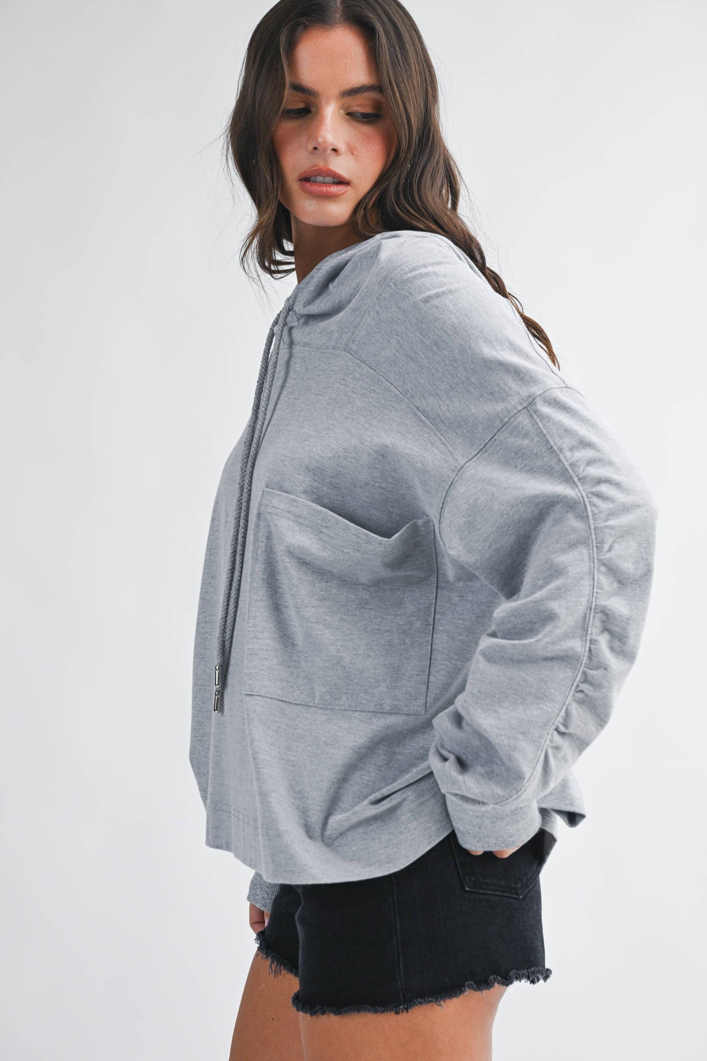 Relaxed Pocket Hoodie/Heather Gray