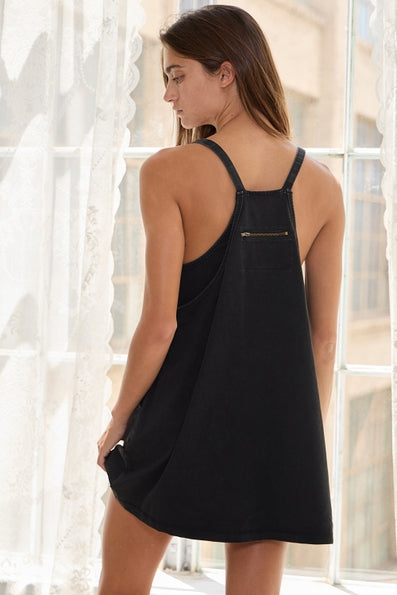 Washed Sporty Mini Dress/BLK
