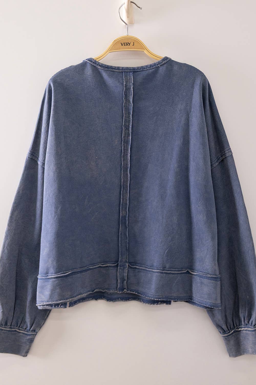 Washed Raw Edge Top: DENIM