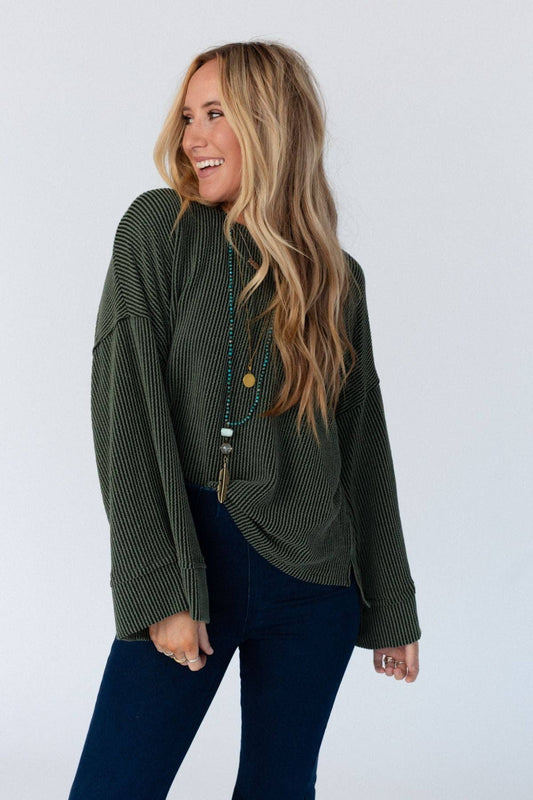 Love It Textured Top/ Olive
